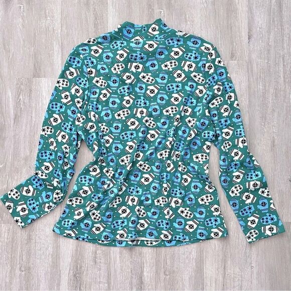 Karen Scott Women’s Christmas Holiday Mittens Print Cotton Blend Top XXL - Picture 2 of 2